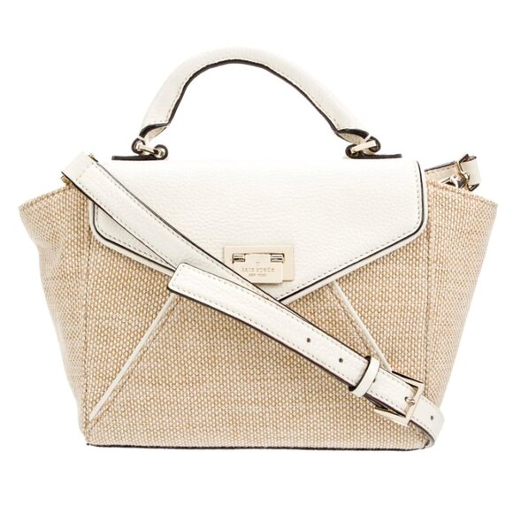 kate spade Handbags - Kate Spade Wellesley Place Fabric Johanna Cream Tan Woven & Leather Shoulder Bag